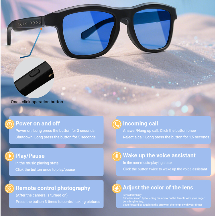 SmartVision™ AI Smart Glasses for Every Light Condition